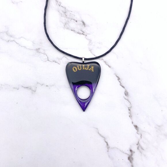Black Purple Chrome Dipped Ouija Planchette Necklace - Picture 7 of 11